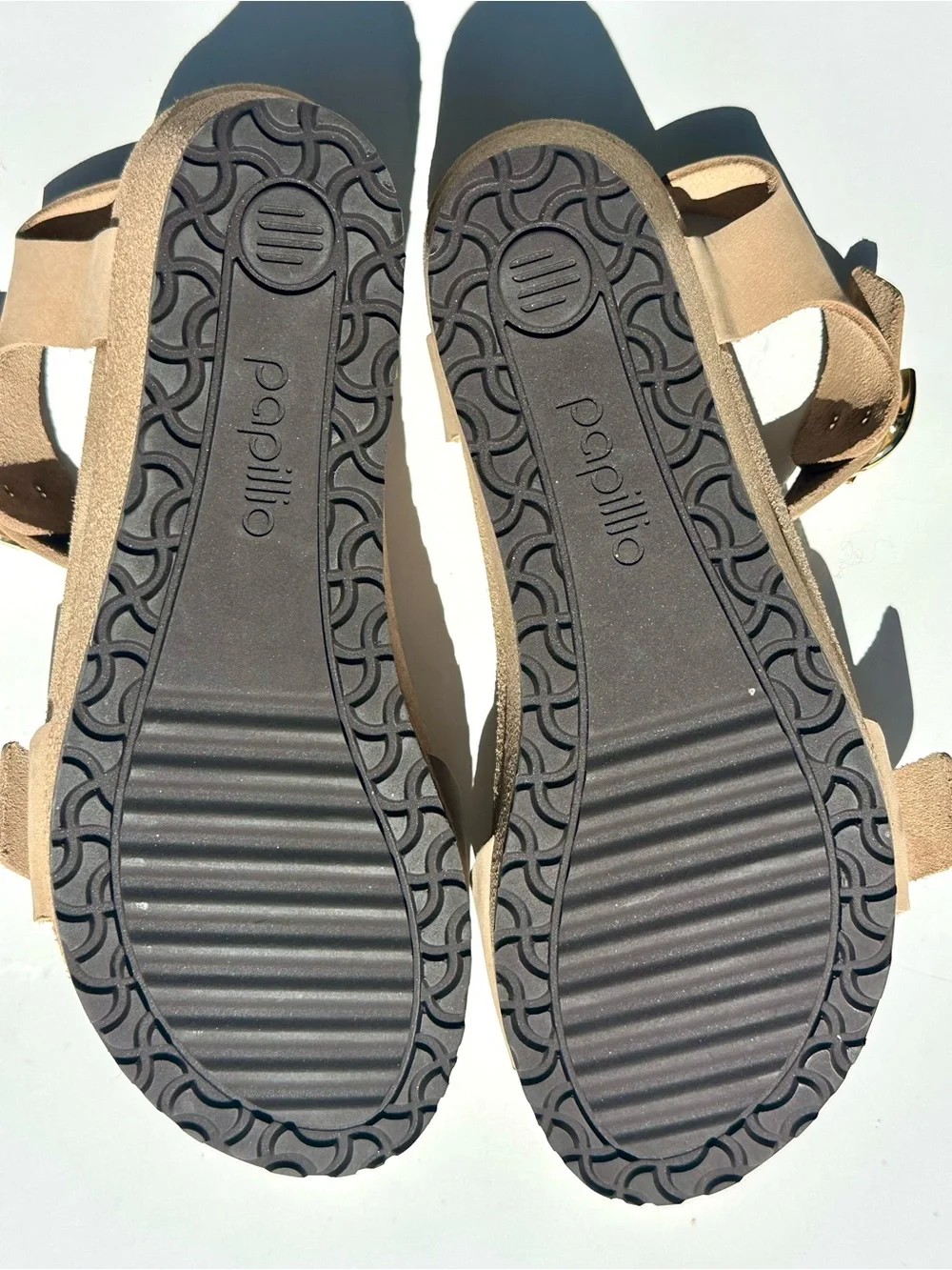 New Birkenstock Papillio Soley Ring Buckle Cork Wedge Sandals Beige 39 8-8.5